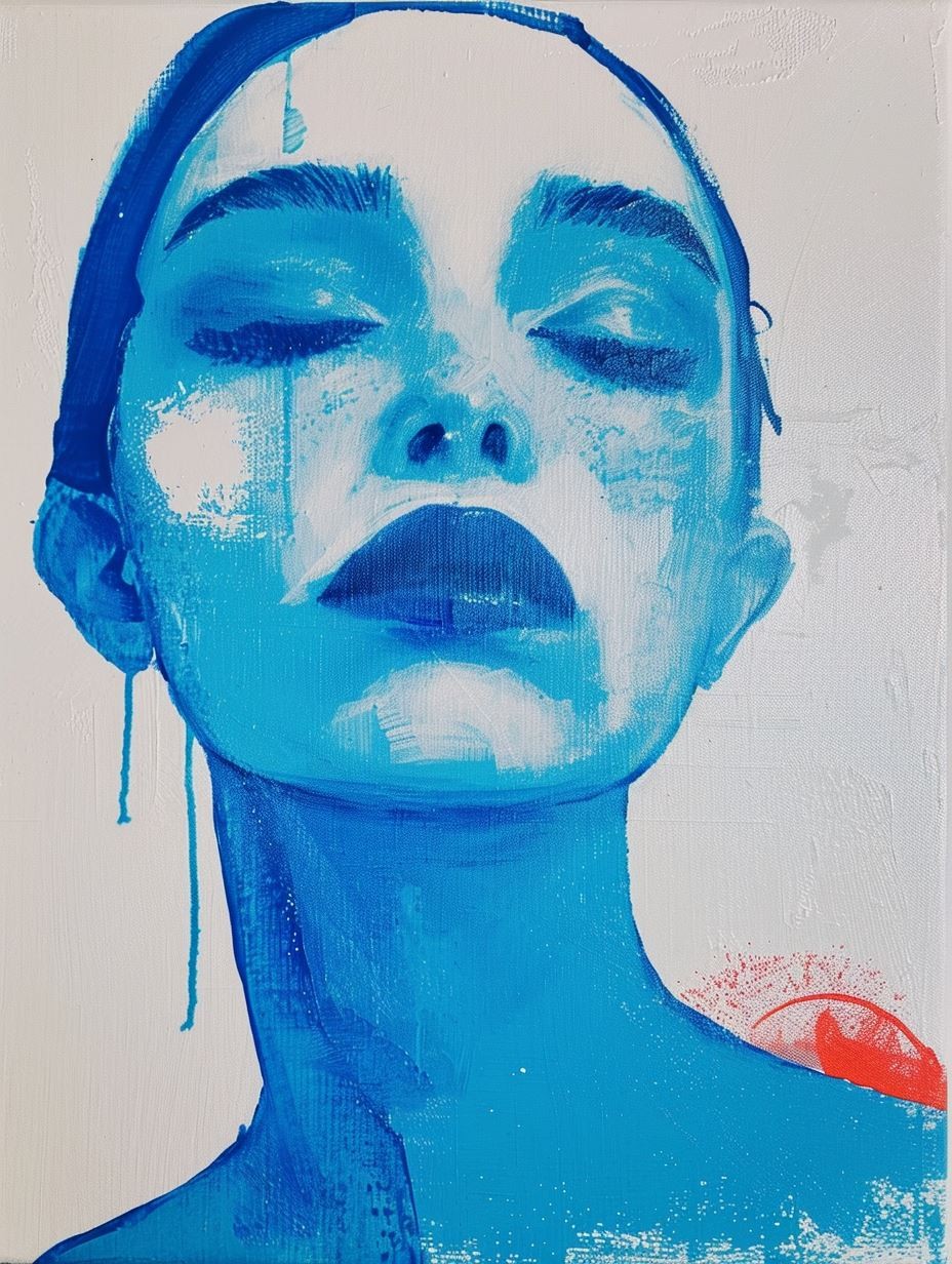 Azure Brushstroke Beauty Portrait - Image 4
