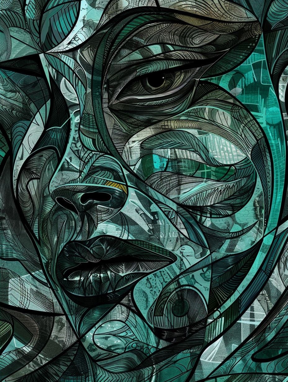 Surreal Teal Fluidity Portrait - Image 4