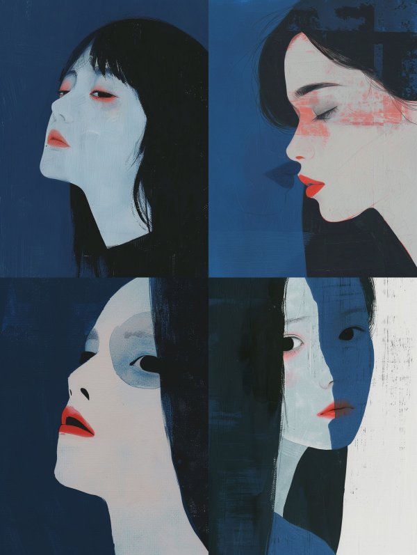 Melancholic Blue Digital Portrait