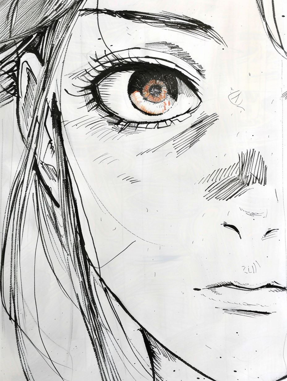 Ink Wash Manga Portrait Study - Image 3