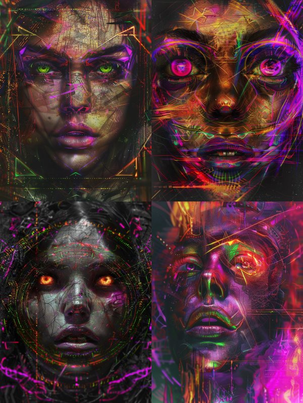 Neon Psychedelic Digital Portraits