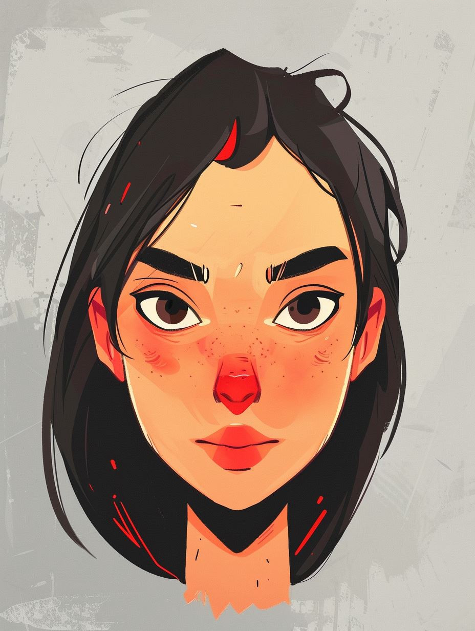 Melancholy Gaze in Crimson Accents - Image 3