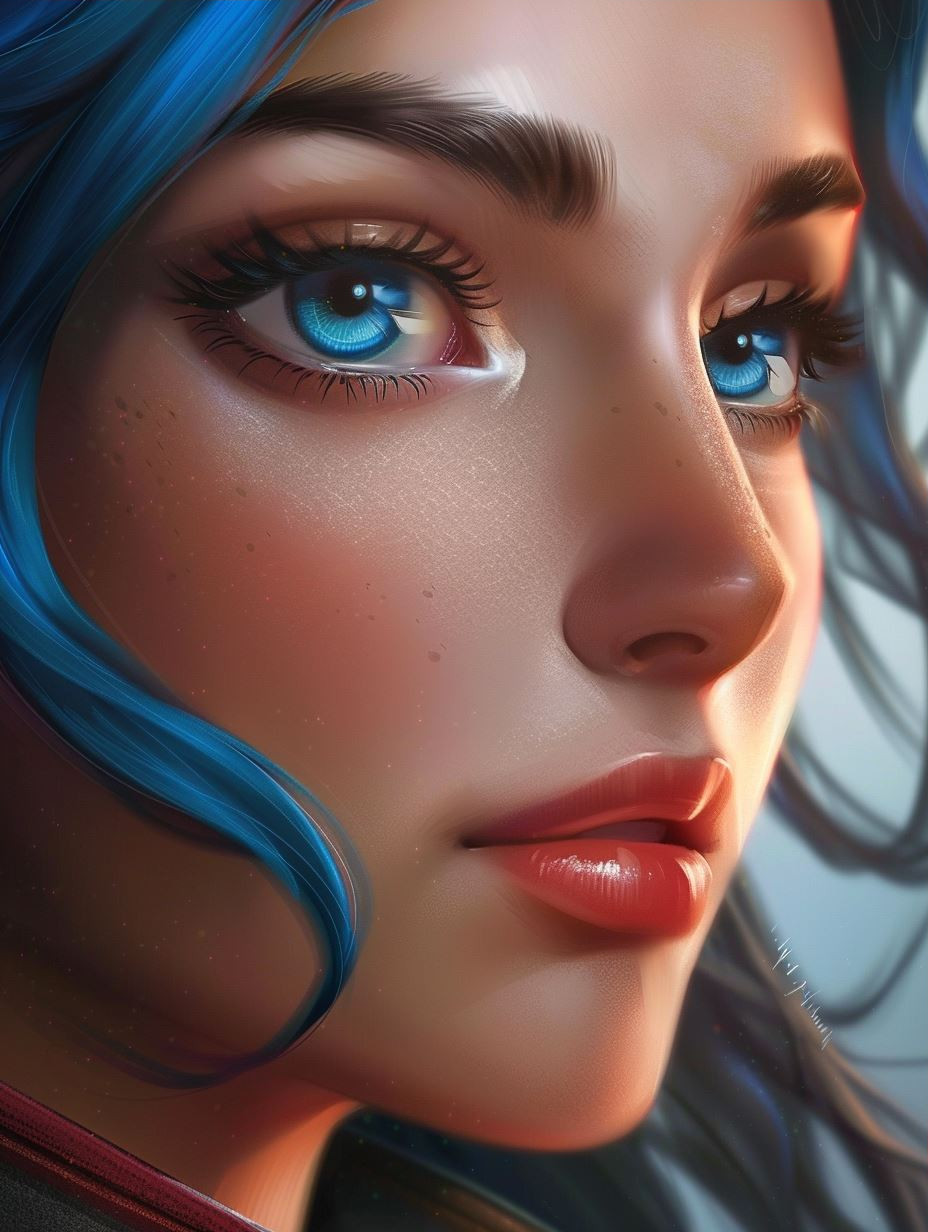 Ethereal Gaze of Neon Azure - Image 3