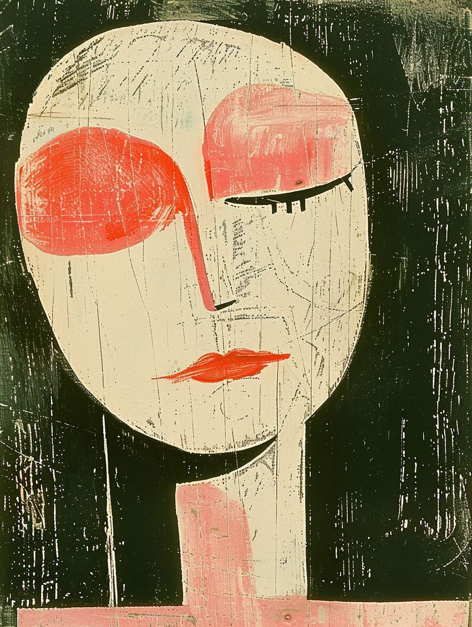 Abstract Fragmented Crimson Portrait