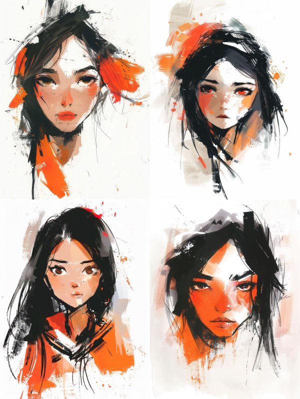Crimson Echoes: Digital Portrait Studies