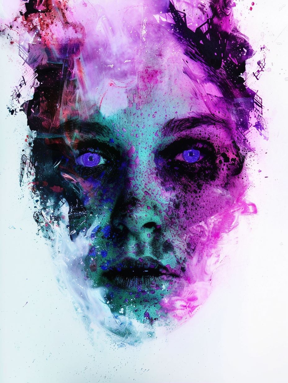 Neon Ethereal Fragmented Portrait