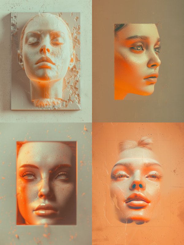 Ethereal Sculpted Faces in Light