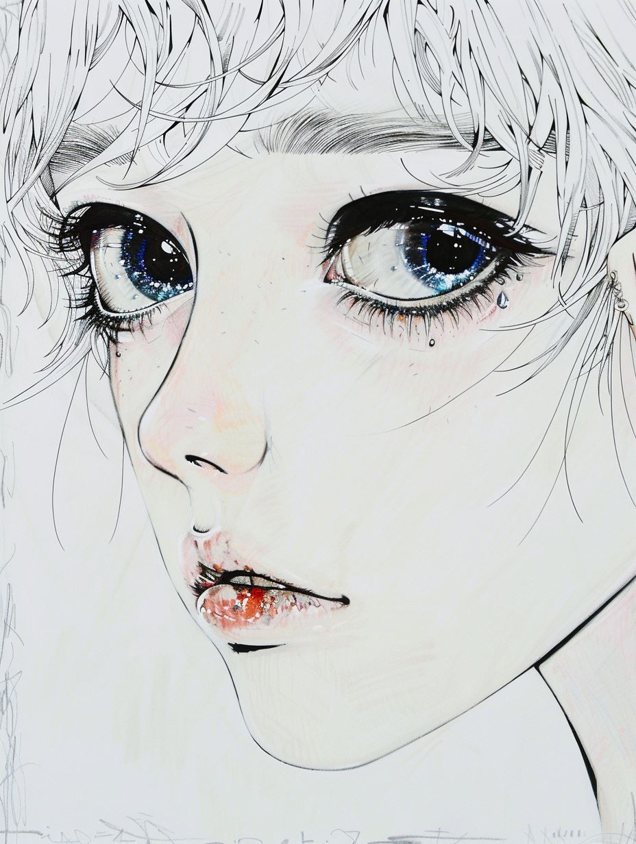 Ethereal Gazes in Ink and Watercolor - Image 4