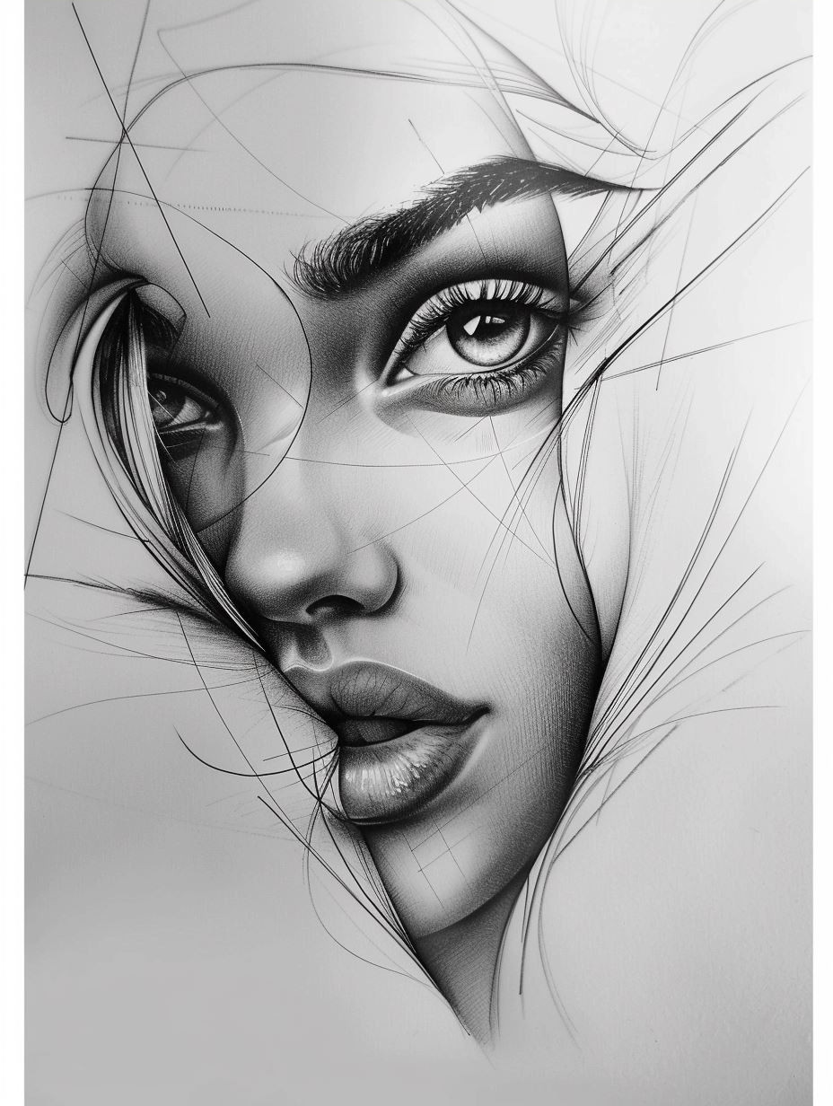 Ethereal Shadows: Graphite Portrait Studies - Image 4