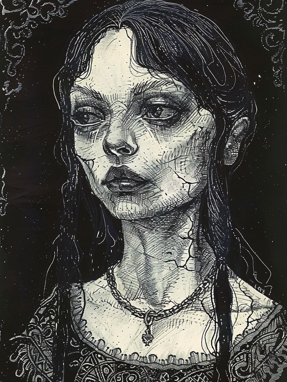 Intricate Gothic Ink Portrait - Image 4