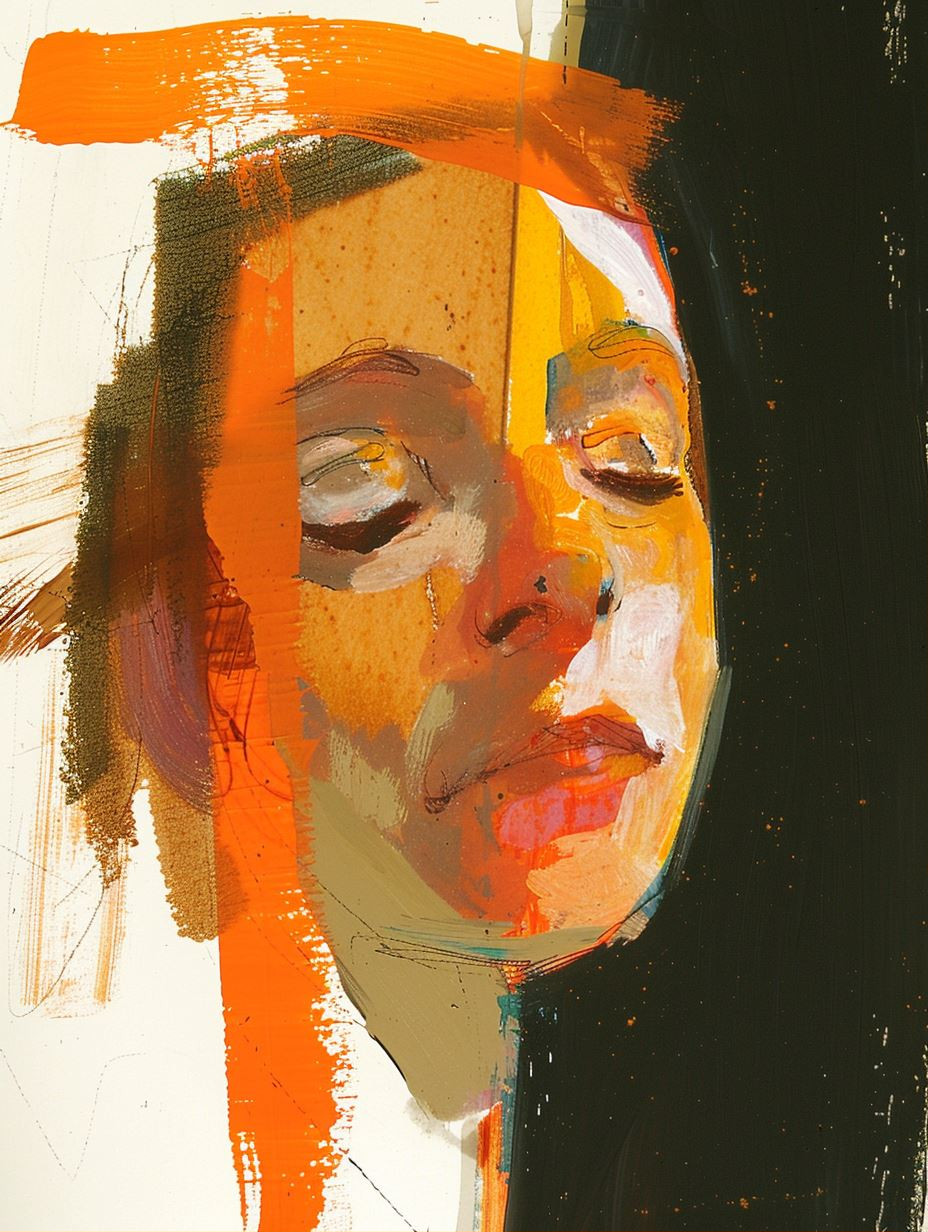 Abstract Fragmented Portrait in Orange - Image 1