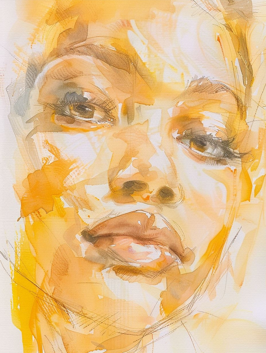 Golden Ethereal Watercolor Portrait - Image 3