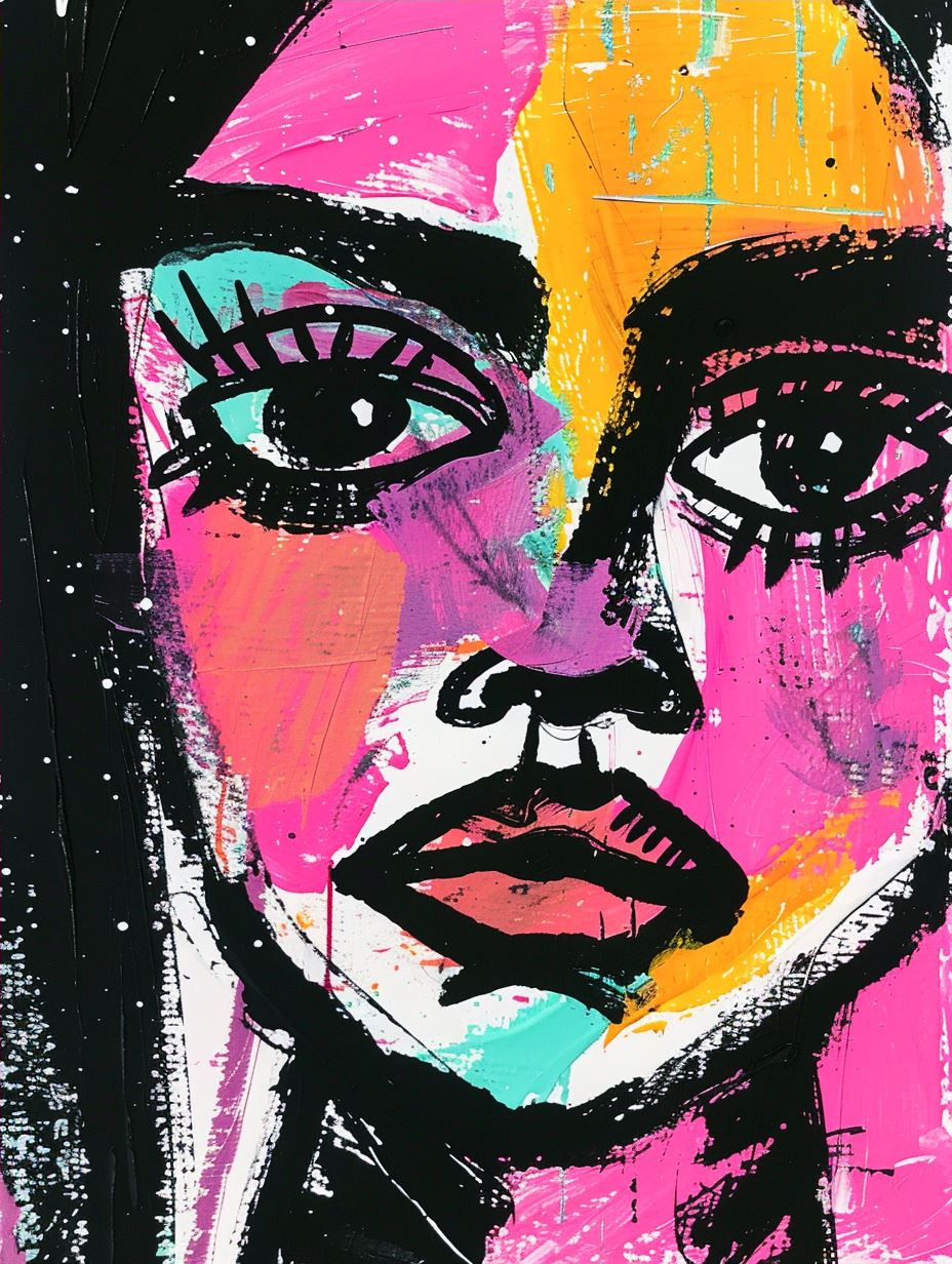Vibrant Neon Portrait Art Study - Image 4