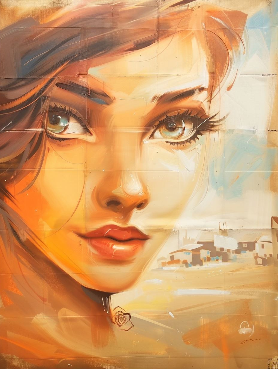 Sun-Drenched Distressed Digital Portrait - Image 2