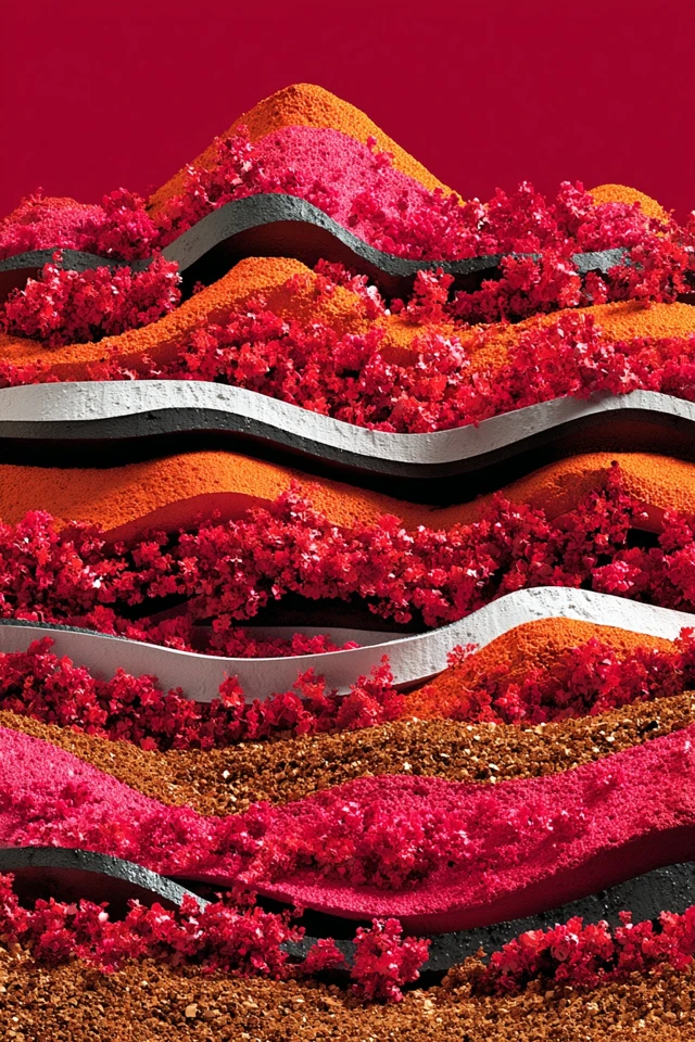 Vibrant Red Surrealist Art Collage - Image 2