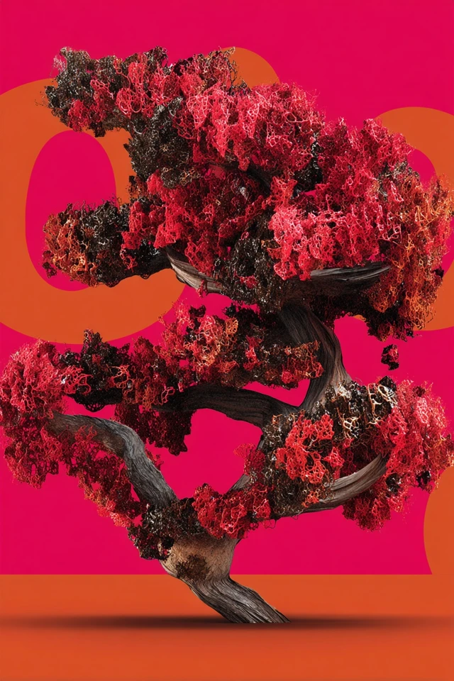 Vibrant Red Surrealist Art Collage - Image 5