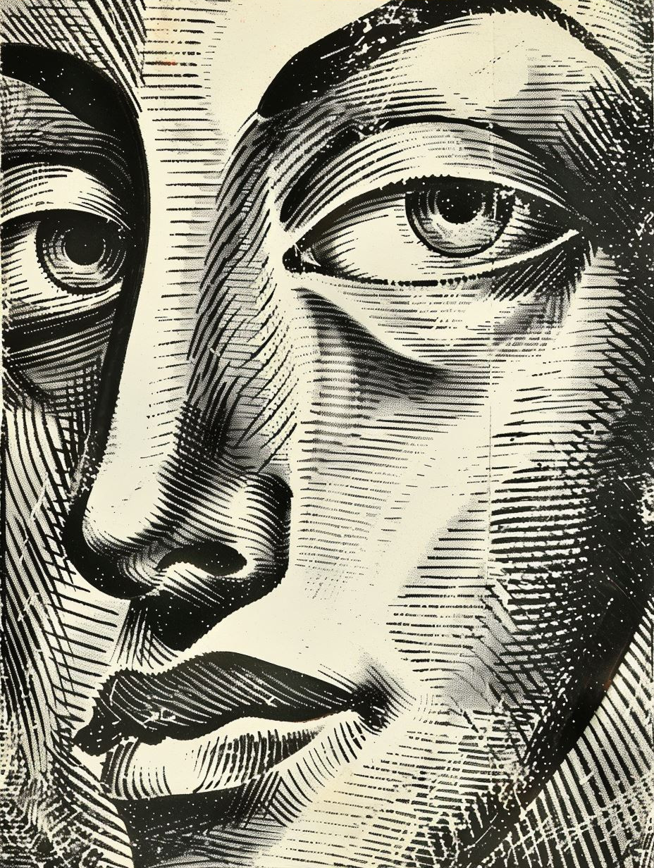 Vintage Engraved Psychedelic Portrait - Image 3