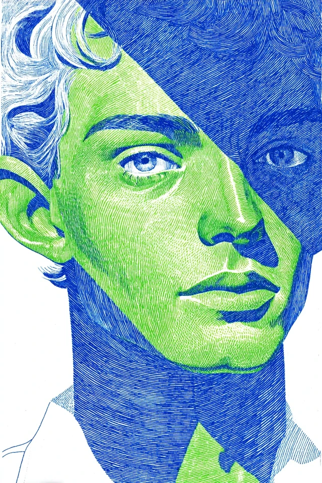 Neon Hatching Portrait