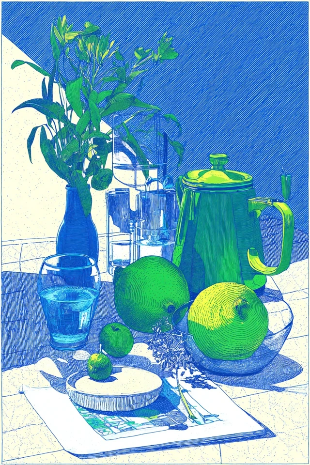 Neon Hatching Portrait - Image 3