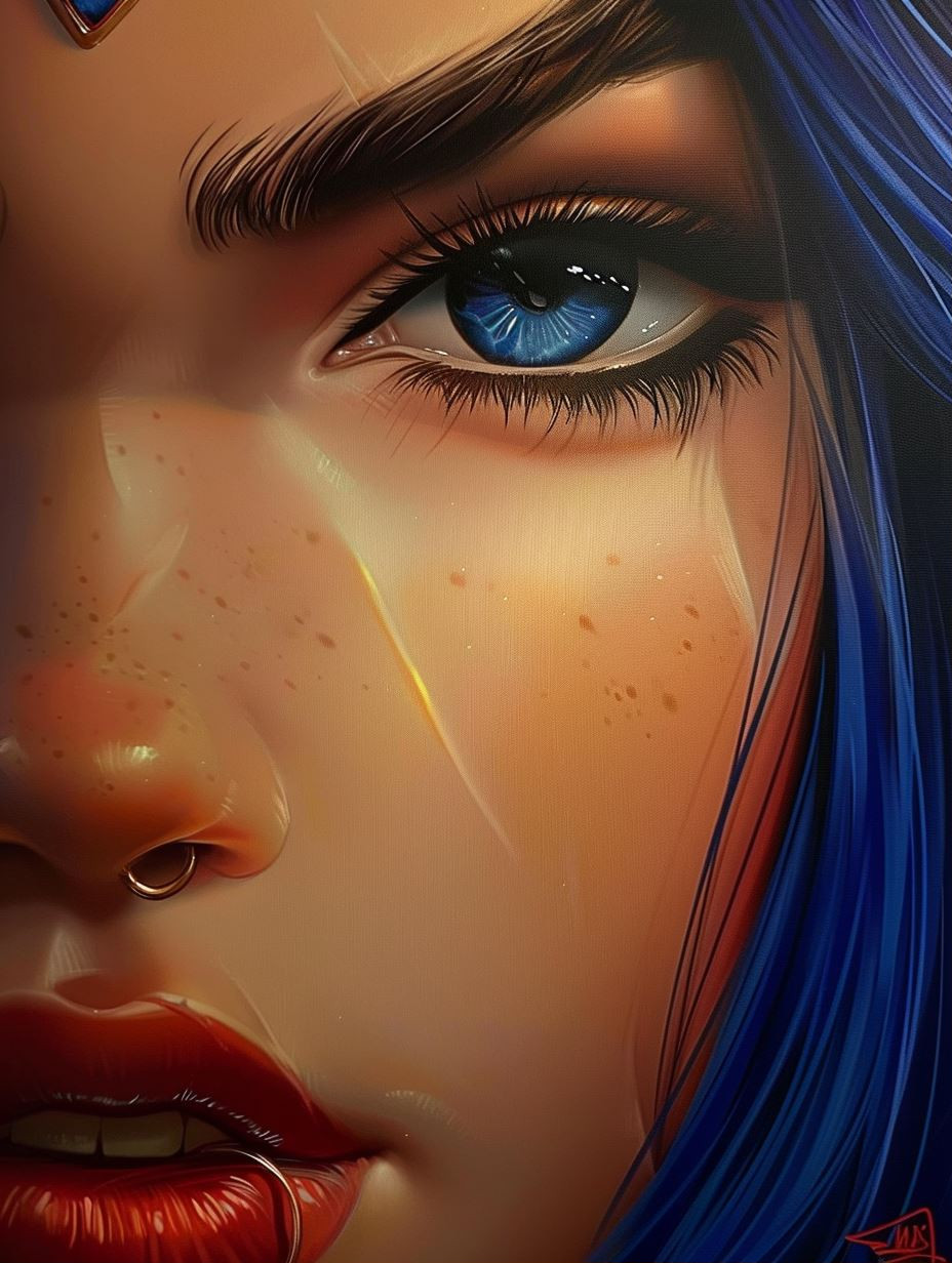 Electric Blue Neon Portrait