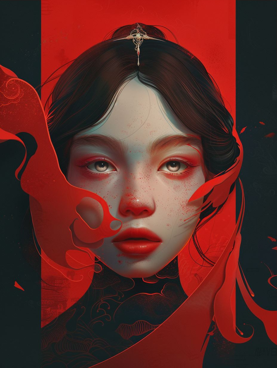 Crimson Echoes of Ethereal Beauty - Image 3