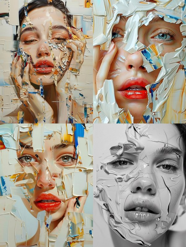 Fragmented Portraits in Textured Paint