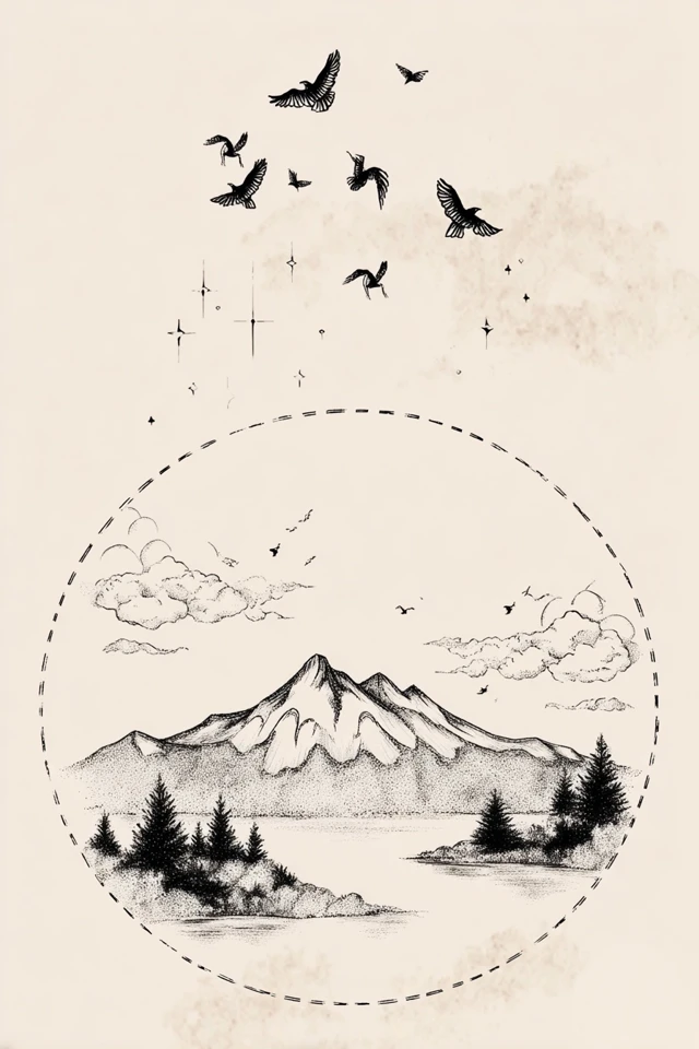 Vintage Aesthetic Line Art Collage - Image 2