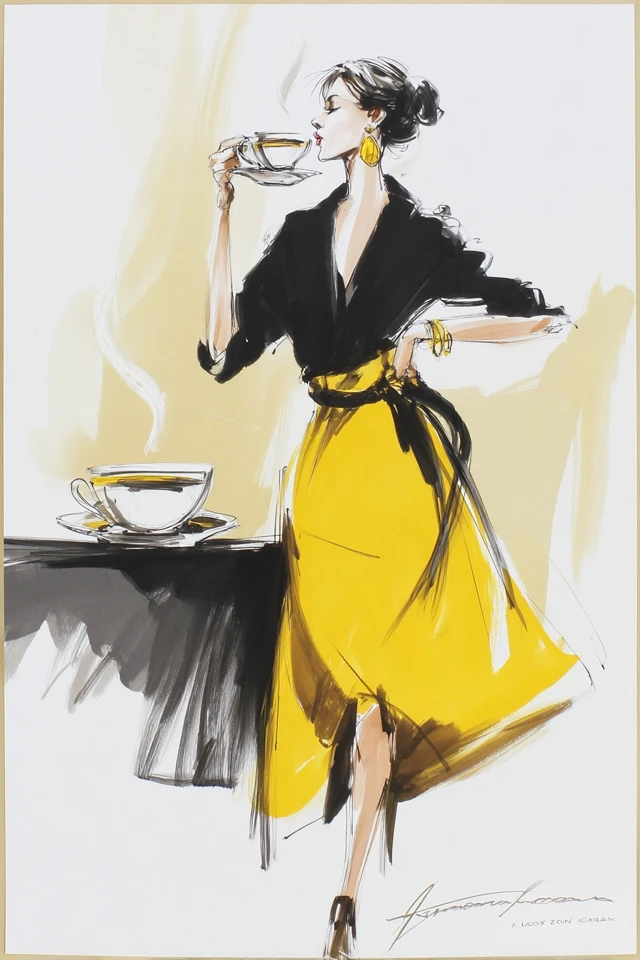 Golden Elegance Sketch - Image 4