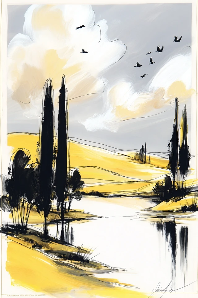 Golden Elegance Sketch - Image 2
