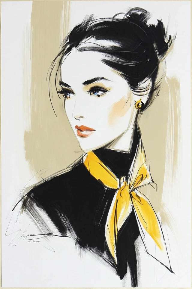 Golden Elegance Sketch - Image 1