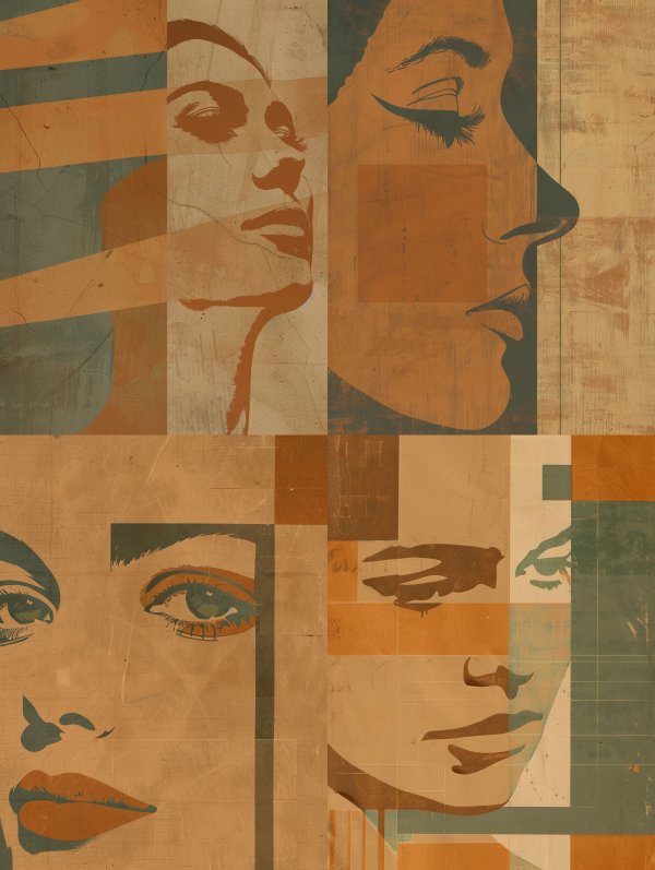 Fragmented Earth Tone Portraits