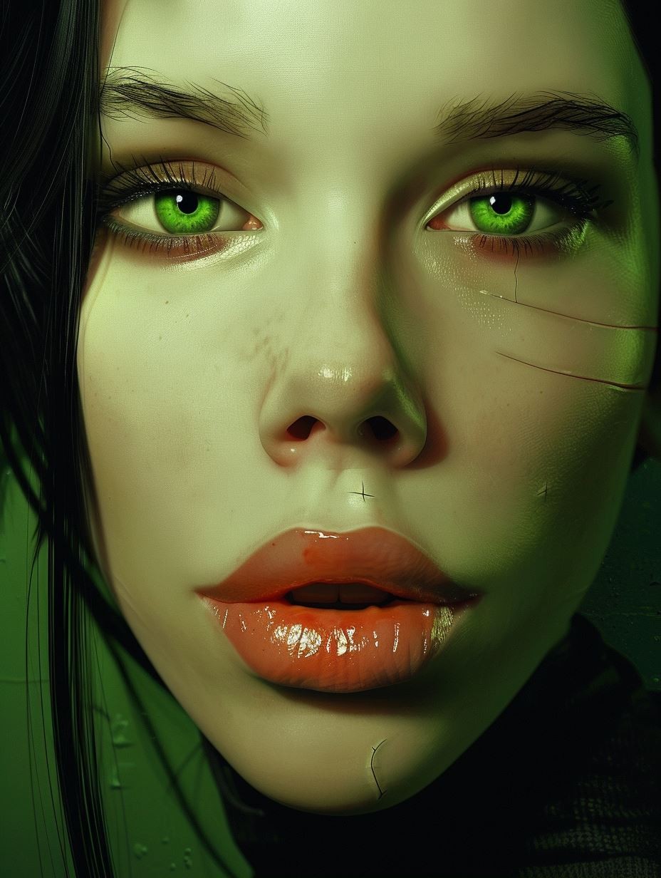 Neon Emerald Cybernetic Gaze