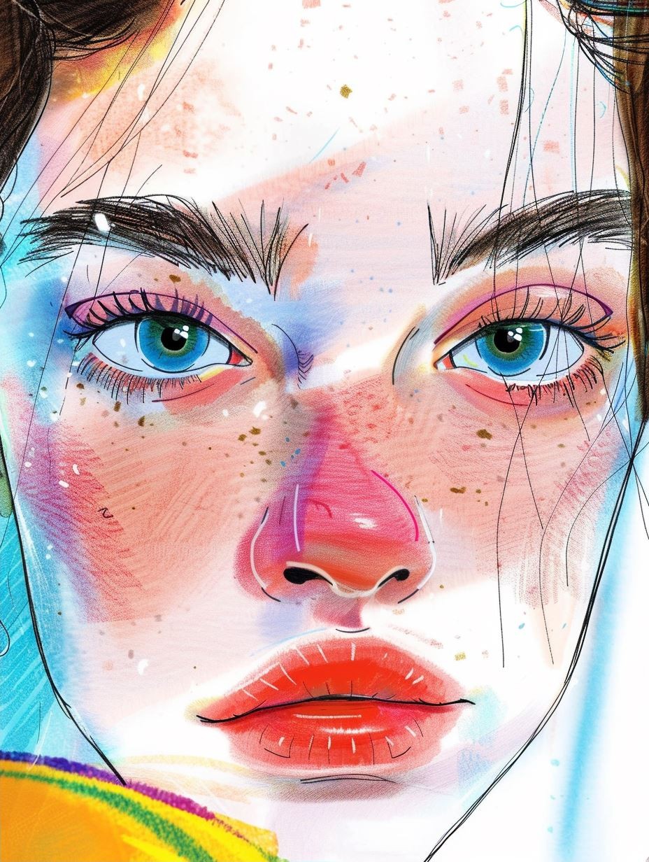 Vibrant Mixed Media Portrait Study - Image 2