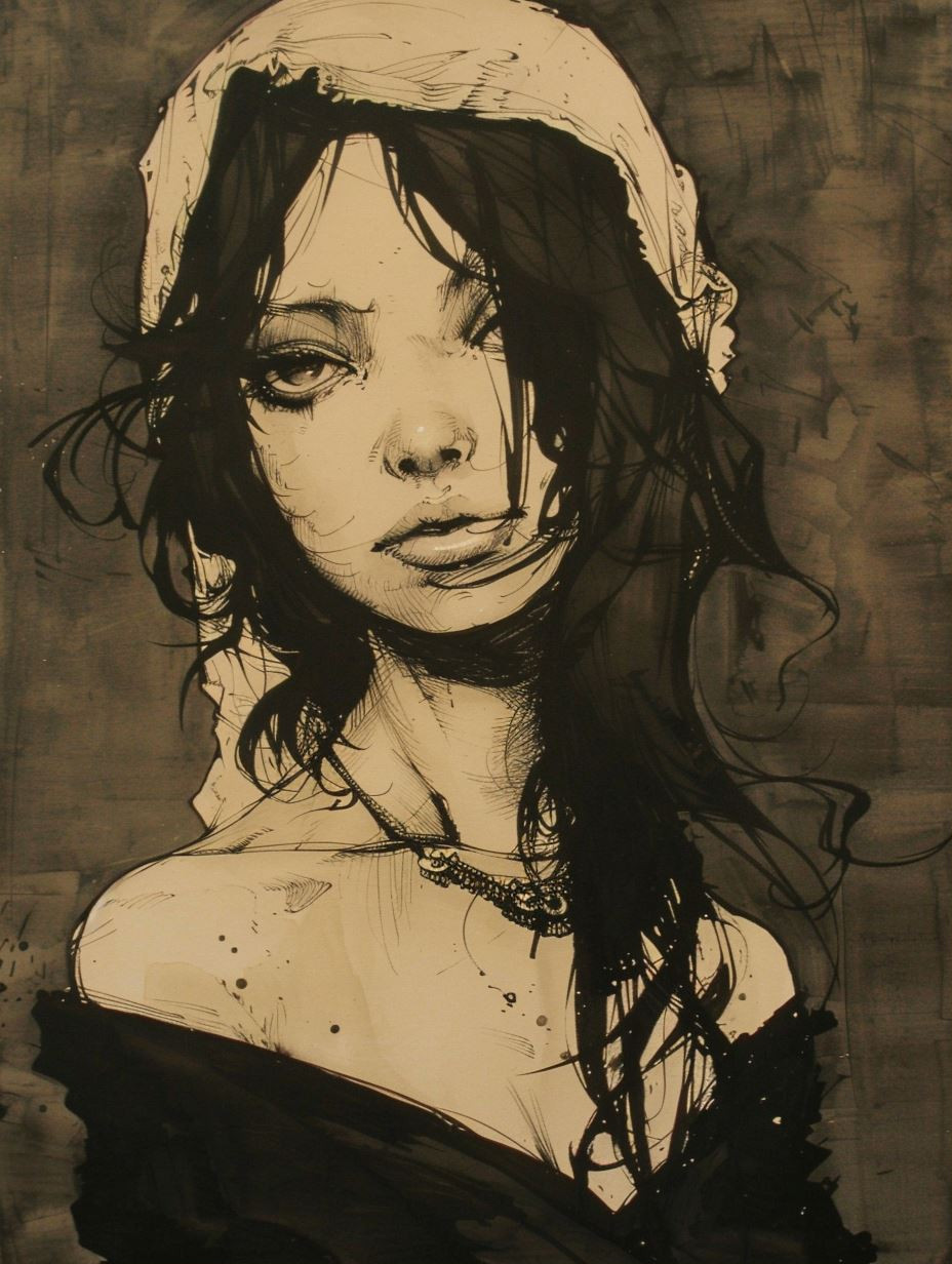 Dark Ethereal Ink Portraits - Image 1