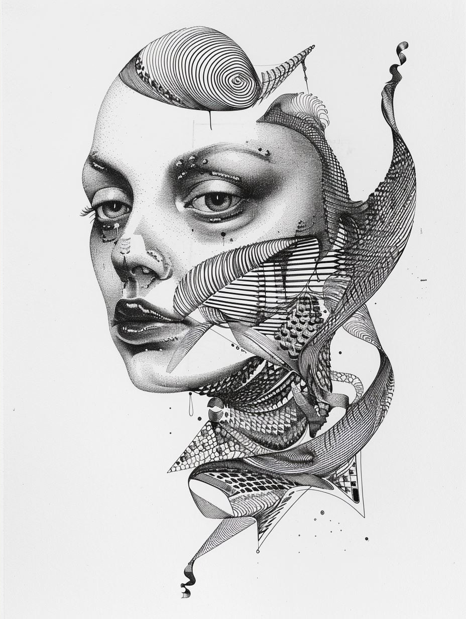 Fragmented Surrealist Pencil Portraits - Image 2