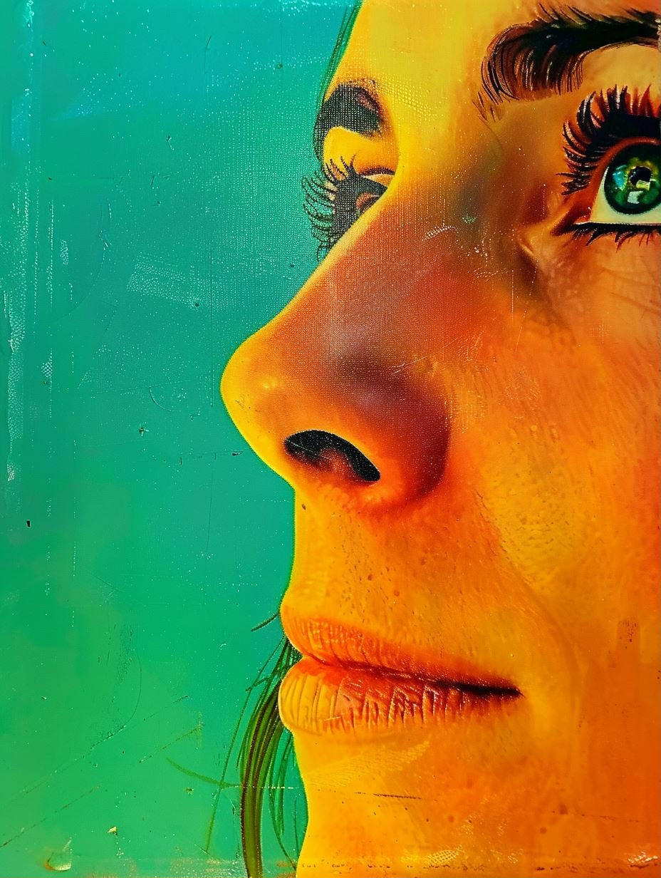 Fragmented Gaze in Teal Hues - Image 1