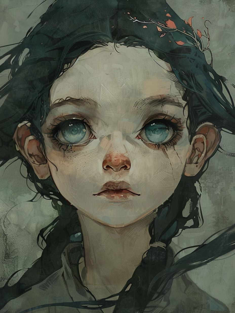 Melancholy Gaze: A Study in Sorrow - Image 2