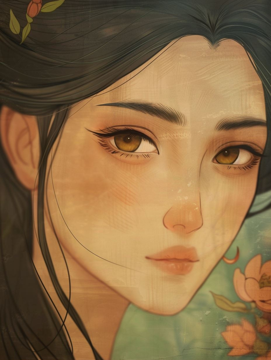Ethereal East Asian Digital Portrait - Image 1