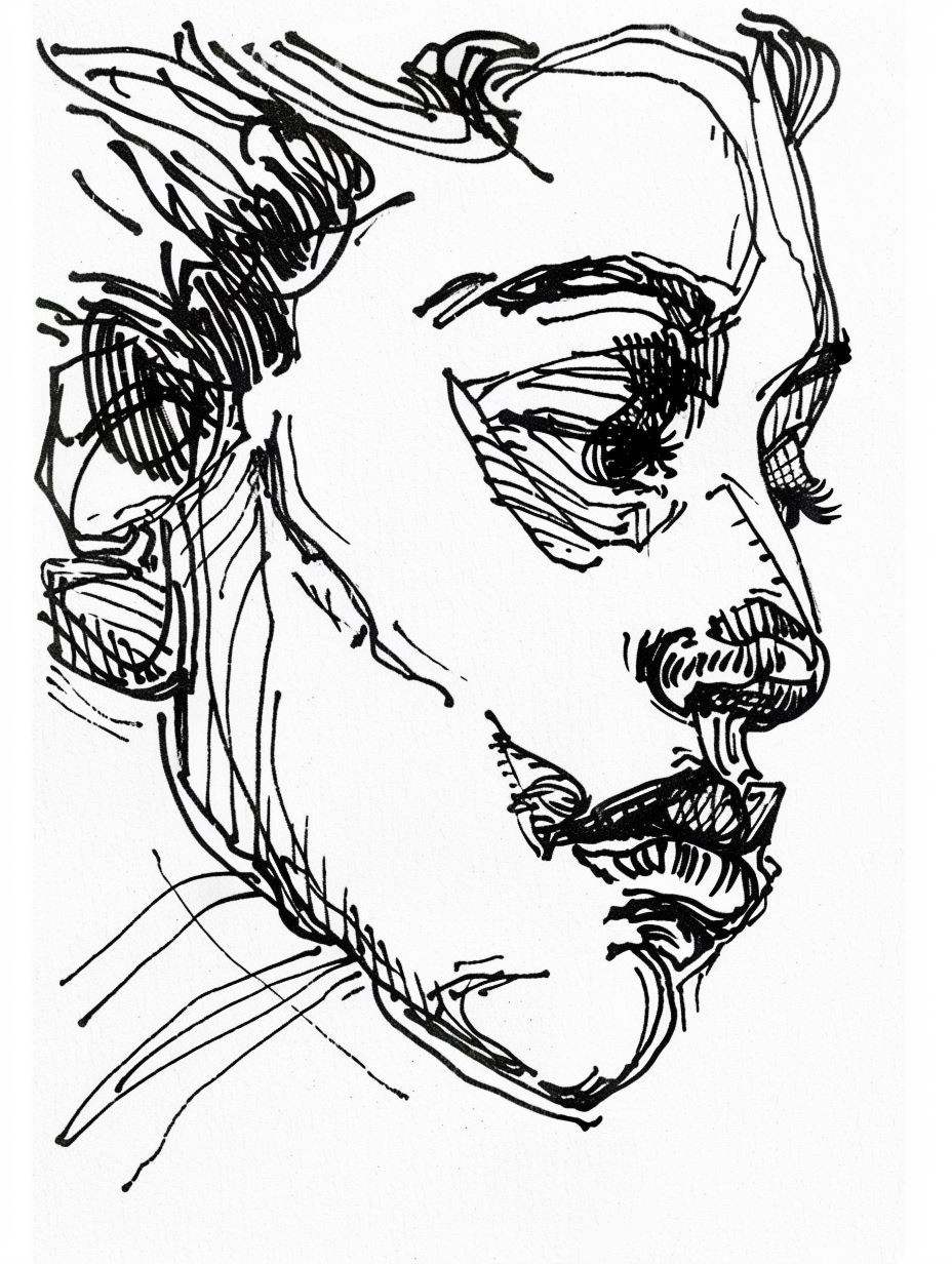 Raw Expressive Ink Portrait Studies - Image 2