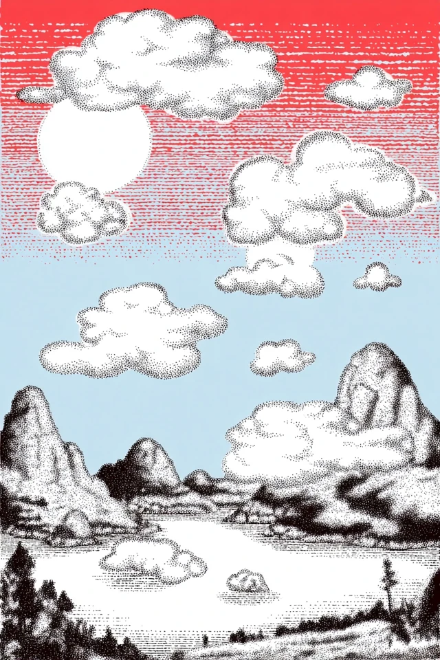 Crimson Halftone Sketch - Image 2