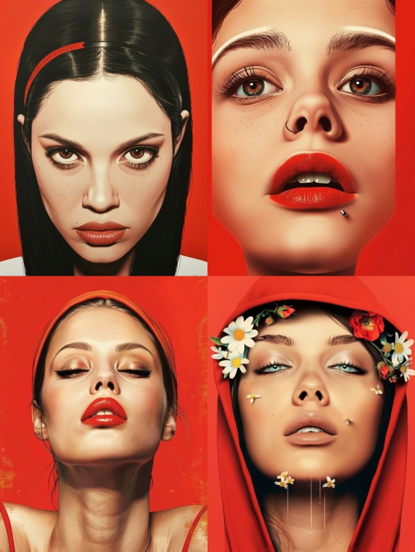 Crimson Elegance High Fashion Portraits