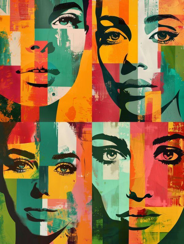 Vibrant Geometric Portrait Collage