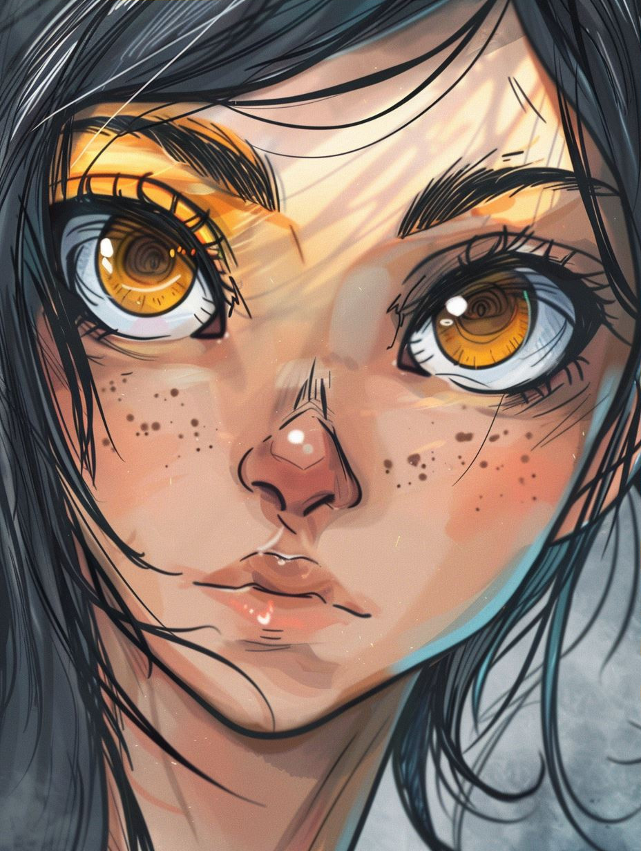 Ethereal Azure Gaze Sketch - Image 3