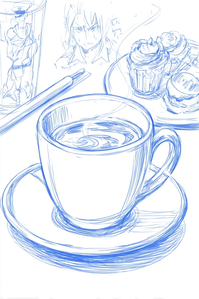 Anime Sketchbook: Blue Ink Studies - Image 4