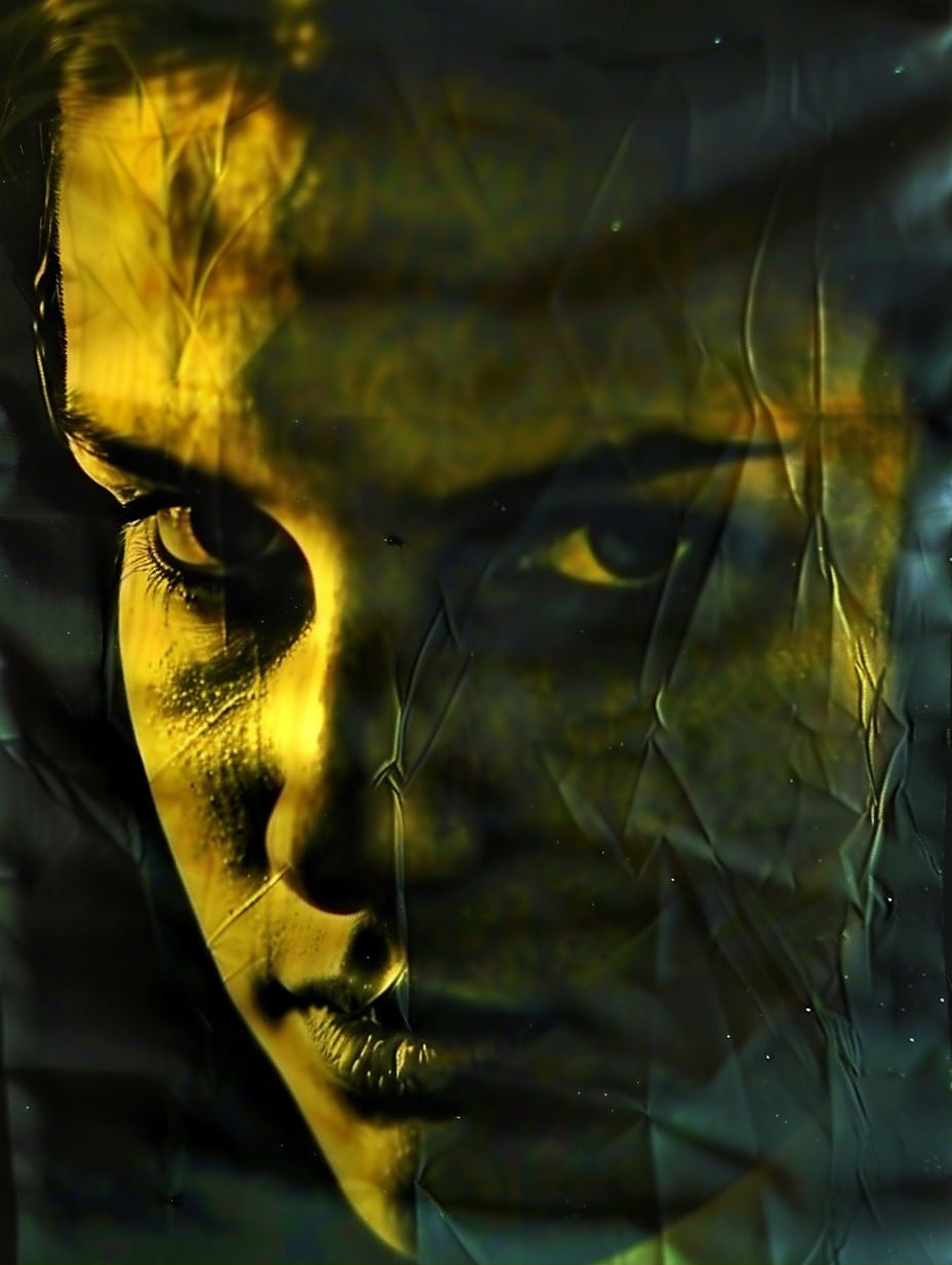 Golden Shadows Through Crumpled Glass - Image 1