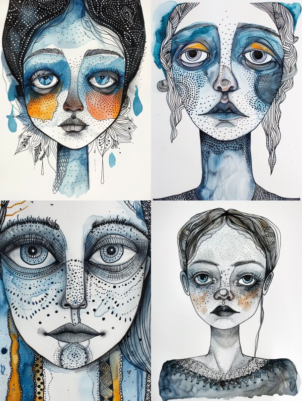 Melancholic Blue Ethereal Portraits