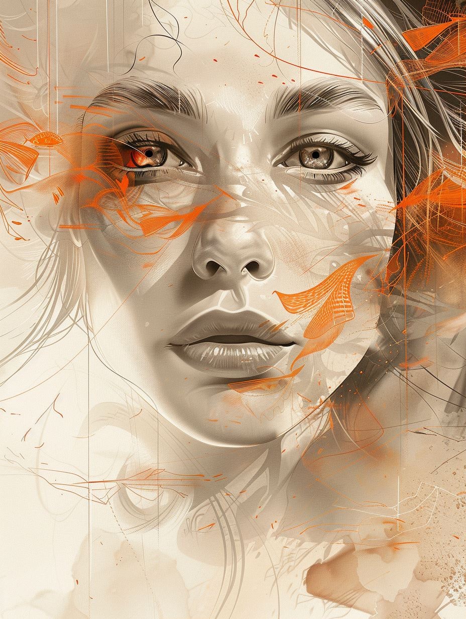 Ethereal Amber Fragmented Portrait
