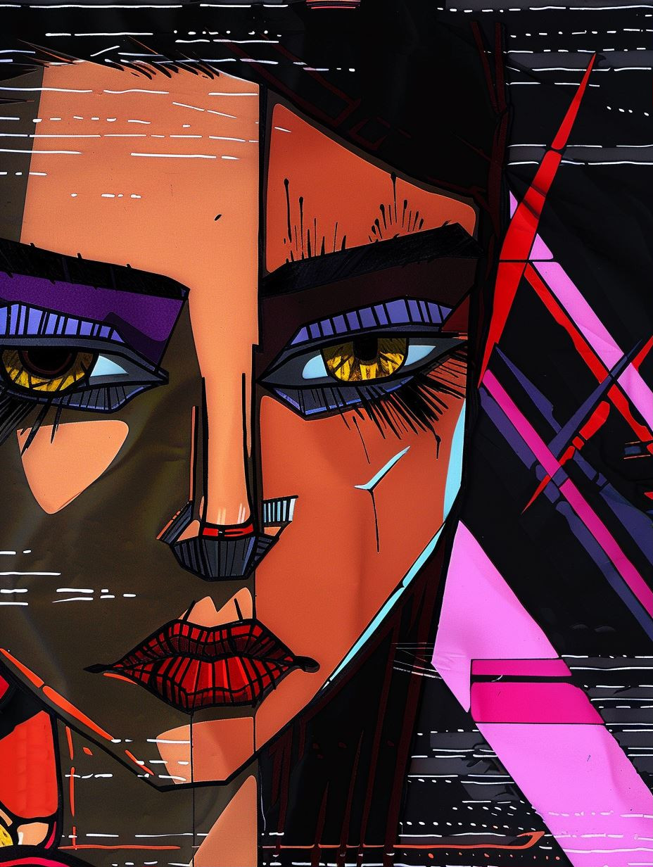 Cybernetic Neon Noir Portrait