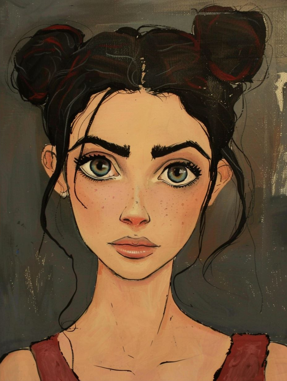 Dreamy Gaze with Soft Freckles - Image 2