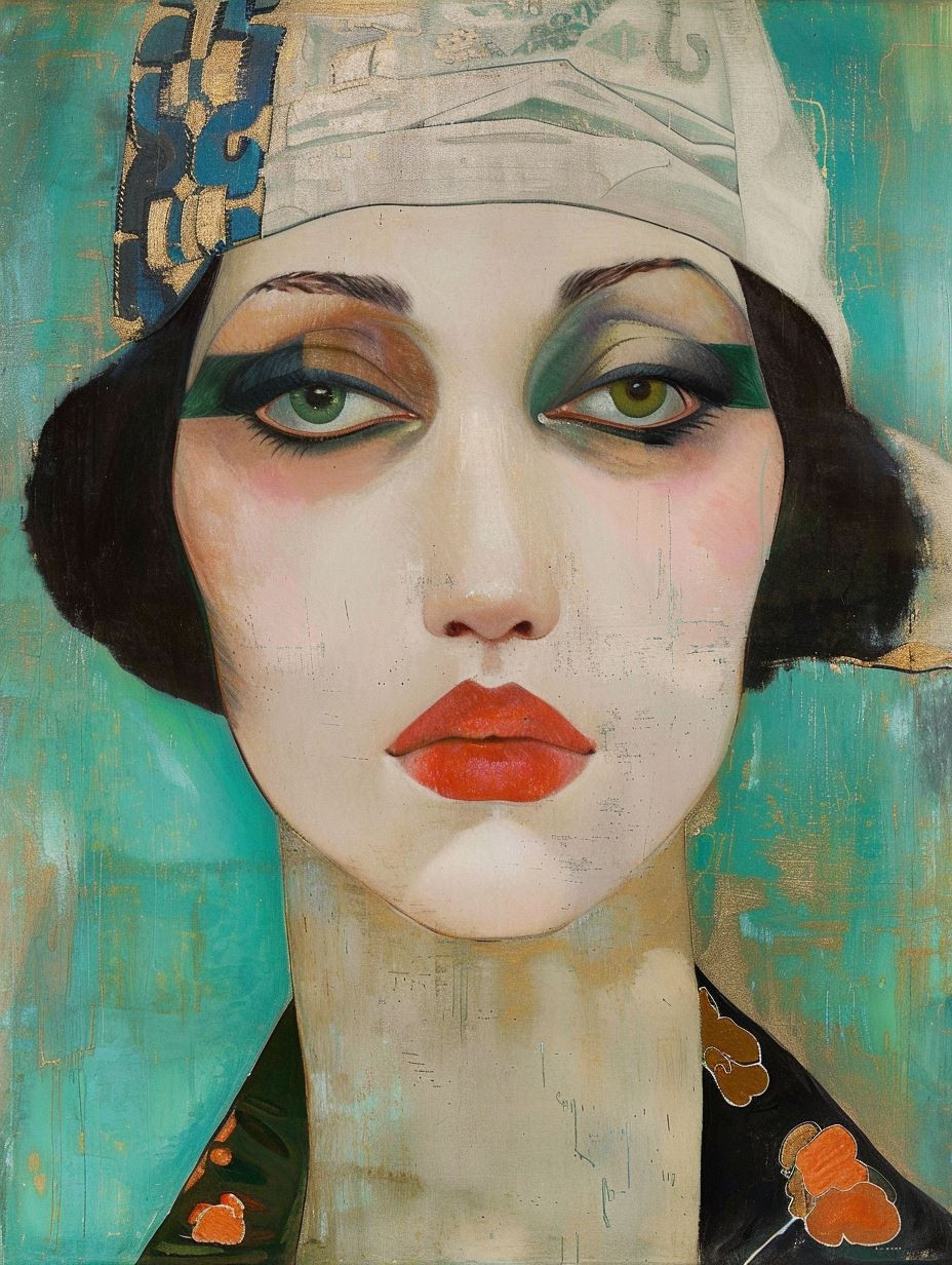 Vintage Surrealist Female Portrait Quadtych - Image 4